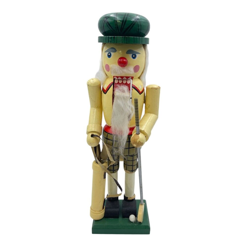 Vintage 1980s Wooden Golfer Nutcracker